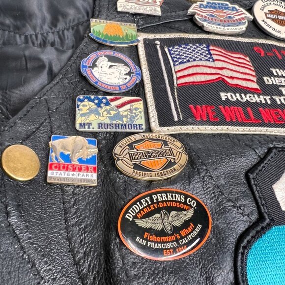 Navarre Vest Men Extra Large Leather Biker Church Collect Patch Pin Rare Core Ex - Picture 6 of 16